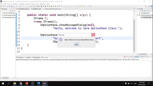 Java JOptionPane Class | Java Tutorial for Beginners using Eclipse смотреть онлайн