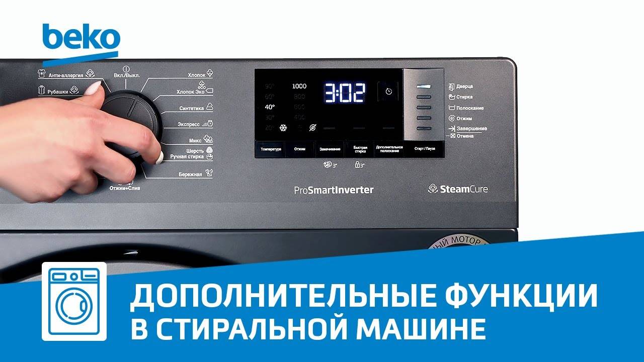 Куда сыпать порошок и какие дополнительные функции в стиральной машине Beko?