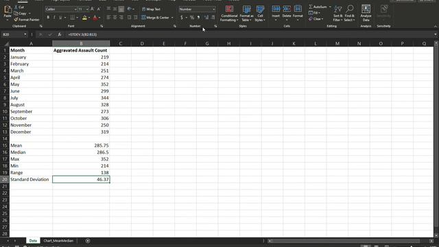 Standard Deviation & Range in Excel - Crime Counts - Social Data & Analysis F22 Week 3 смотреть онлайн