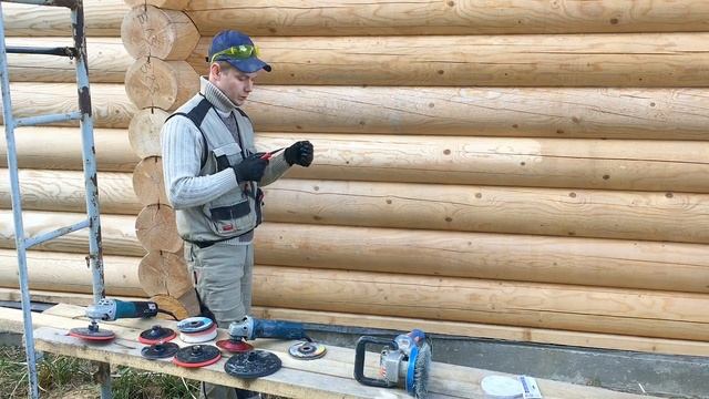 Технология шлифовки деревянного дома/бани