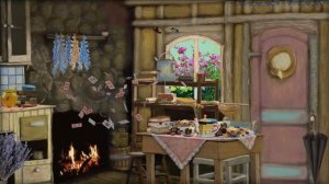 The atmosphere of Miss Honey's cottage. Wood-burning stove. Chocolate, whipped cream, a jar of hone