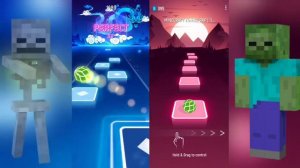 Minecraft Skeleton Rap Remix vs Minecraft Zombie Rap - Tiles Hop EDM Rush! . NITH