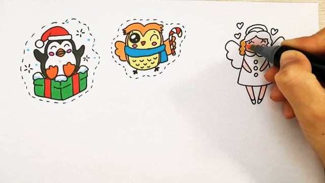 А вы сделали новогодние наклейки? Новогодние рисунки для срисовки/простые рисунки смотреть онлайн