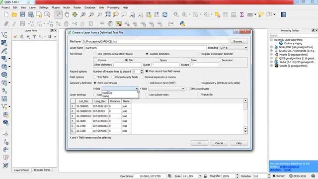 QGIS Convert Excel to GIS