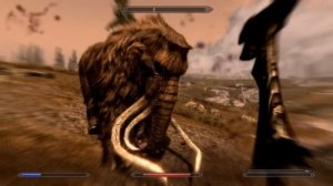 Skyrim - Orc (MASTER difficulty, Hammer, Heavy Armor) Killing 2 Giants AND a Mammoth