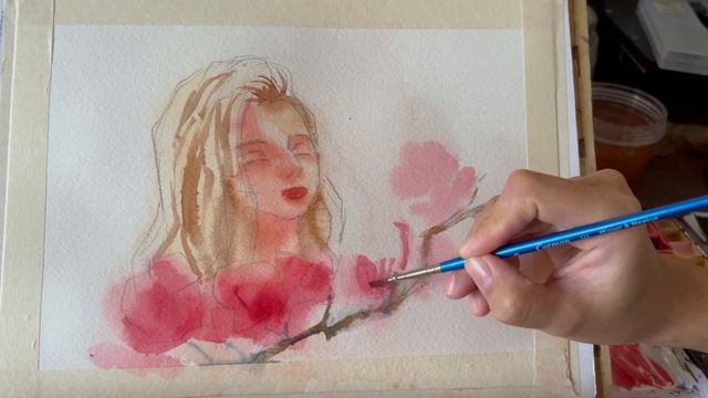 Bougainvillea Girl | Watercolor Anime Style Paint Along with Voice Over смотреть онлайн