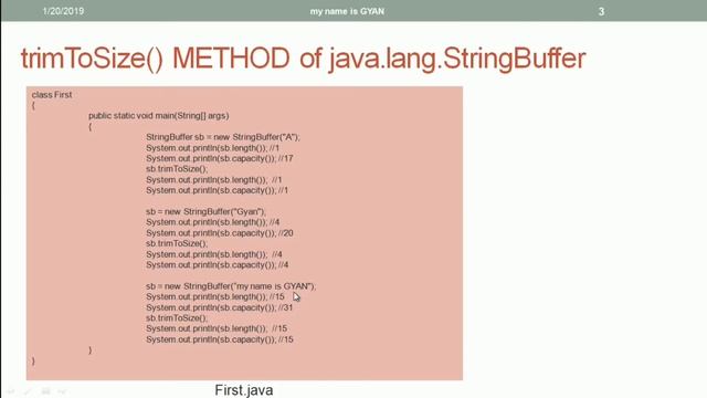 String API in Java | #36 | trimToSize() Method of the StringBuffer Class in Java