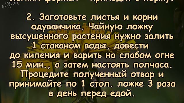 Лечение САХАРНОГО ДИАБЕТА одуванчиком