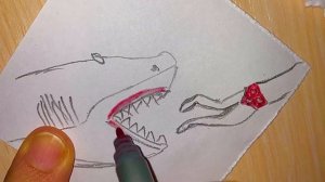 Просто рисуем АКУЛА ОПАСНАЯ /ПОЙМАЕТ ЛИ ? ЧЕЛОВЕК В ОПАСНОСТИ ⛔️/ как нарисовать / рисунок