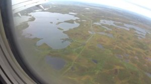 Посадка в аэропорту Алыкель(Норильск) Тундра в августе, с высоты птичьего полета