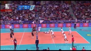 Волейбол. Сброс Пенчева двумя руками после длинного розыгрыша