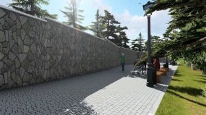 Архитектурное решение благоустройства участка с фонтаном на ул. Ленинградской в Гурзуфе