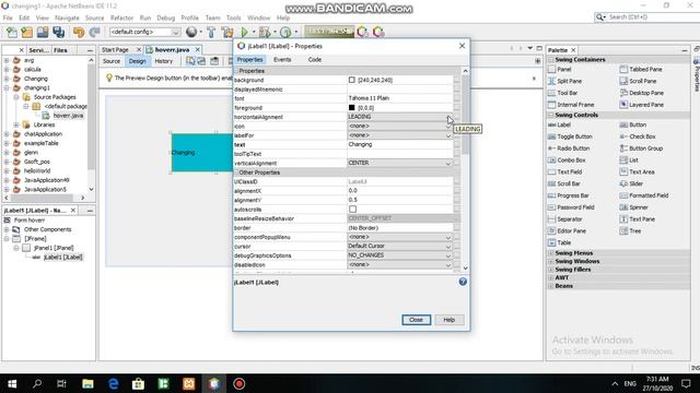 How to create a hovering button in java or changing the color of the buttin in java.