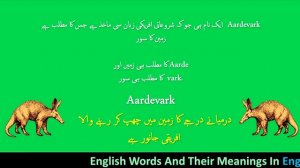 What is the Meaning of Aardvark in English Urdu And Chinese language | Aardvark  | 3 in 1 Dictionary