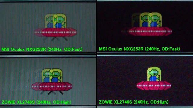 MSI Oculux NXG253R (240Hz) vs ZOWIE XL2746S　応答速度比較(5760FPS) смотреть онлайн