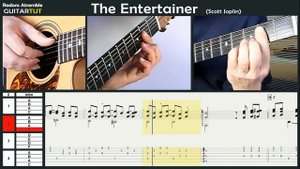 The Entertainer - (Scott Joplin) - Chet Atkins - Guitar Tutorial Slow Played Tabs & Score