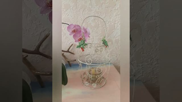 Подсвечник из проволоки и бисера | Candlestick made of wire and beads