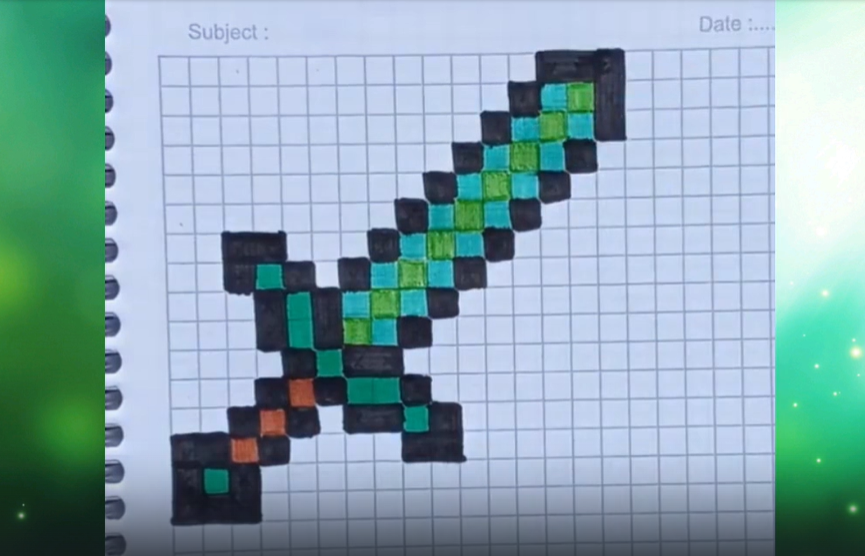 Как нарисовать Меч по клеткам смотреть онлайн