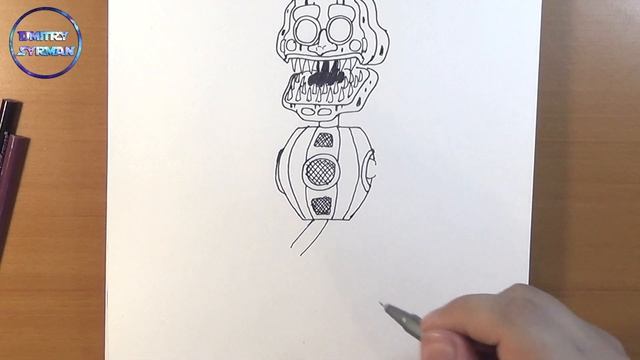 How to draw Nightmare Music Man, FNAF, Как нарисовать Кошмарного Мьюзикмэна, ФНАФ