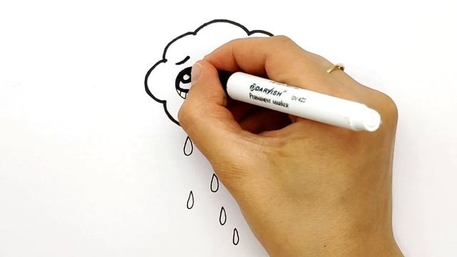 Как нарисовать Тучку с дождиком. Draw easy a cute kawaii cloud. Рисуем простые рисунки #243