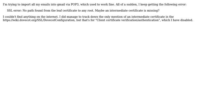 Dovecot gmail SSL error смотреть онлайн
