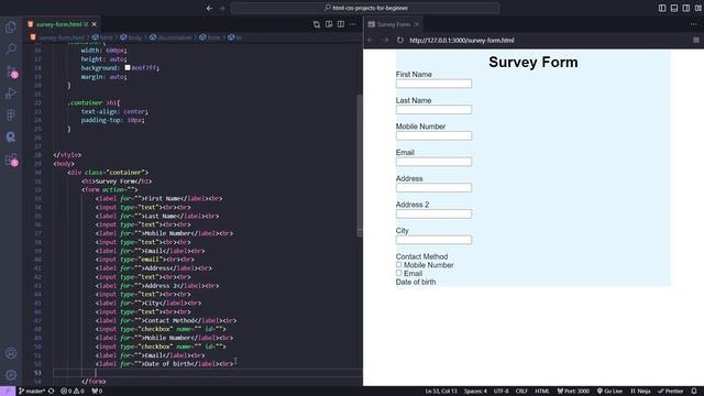 how to build a survey form in HTML survey form html css | html forms | Tarun Code