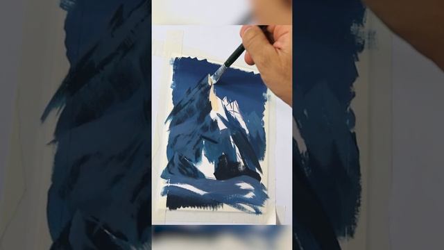 этюд горы акрилом. смотреть онлайн