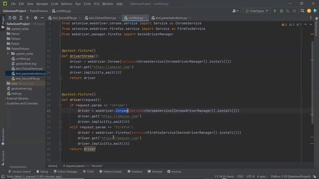 Part 12 | Selenium With Python Tutorial For Beginners| TestFixture Parameterization Pytest Framewor