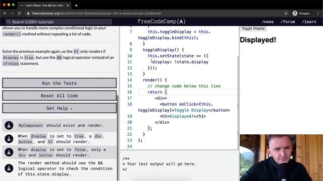 Use && for a More Concise Conditional - React - Free Code Camp смотреть онлайн