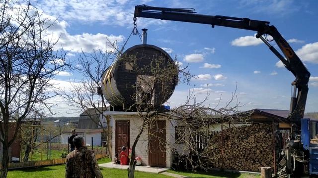Перевозка бани .Работа на своем манипуляторе.# банябочка.#камаз