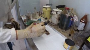 Подготовка пробы битума 1 часть. Анализ на размягчение, растяжимость и пенетрацию