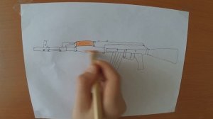 Как нарисовать Автомат Калашникова АК47