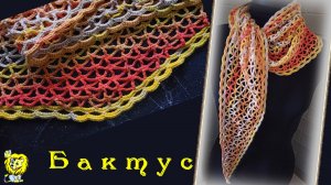 Бактус/шарф/крючком. Ажурная сетка из пряжи Ализе белла батик