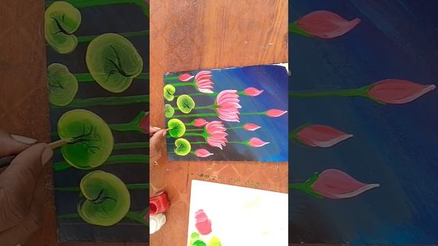 simple and easy Lotus painting #shorts #one stroke flower painting