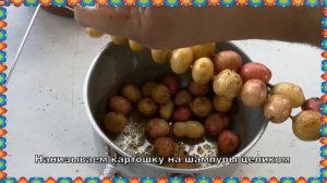 Вкусная маленькая картошка на шампурах на мангале