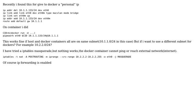 Unix & Linux: Docker: personal ip but another network смотреть онлайн