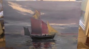 Корабль Парусник в море, импрессионизм Мастер класс Художник Игорь Сахаров