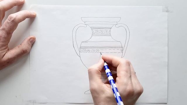 How to draw an ancient Greek vase with a pencil step by step. смотреть онлайн