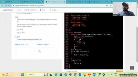 Insert a node at the Tail || LinkedList || masai school