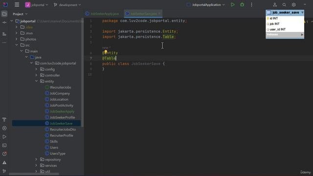 2. Create Entities JobSeekerApply And JobSeekerSave  (9. Job Candidate Dashboard And Apply For Job)