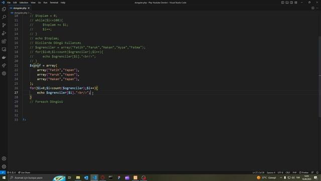 PHP DÖNGÜLER(FOR-WHİLE-FOREACH) DETAYLI ANLATIM 2023!!! PHP DERSLERİ 2023!! PHP8 смотреть онлайн