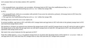 What's the correct behavior for mongoDB when mongo hosts in two DC can't talk to each other