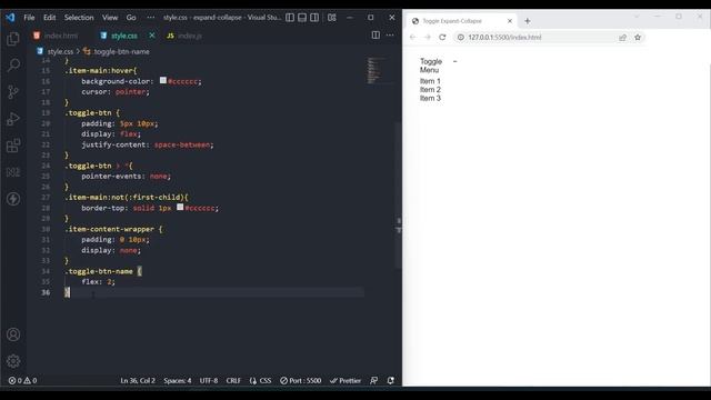 Expand-Collapse Item [HTML CSS JavaScript] | fromScratch