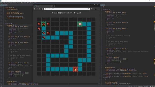 Машинное обучение глубокой нейронной сети с подкреплением (Reinforcement Learning) на tensorflow.js