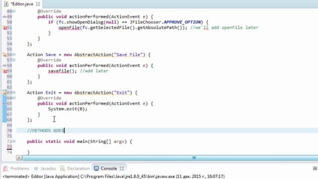 JAVA Simple text editor example - Swing API смотреть онлайн