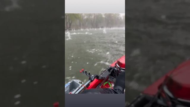 Kayak fishing in a hail storm