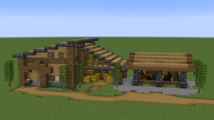 Майнкрафт - Как построить ферму с конюшней. Minecraft