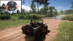 Driving 1945 Willys MB Jeep in a Beautiful Jungle - Forza Horizon 5 | Steering Wheel gameplay