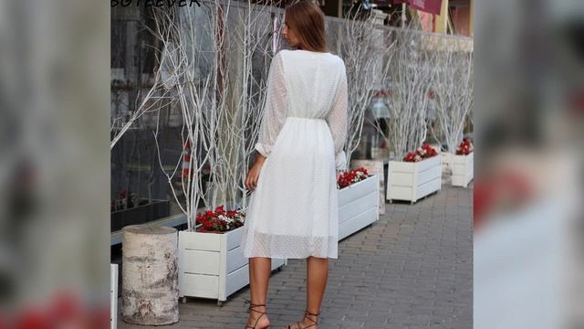 Летнее Белое Шифоновое Платье С Оборками В Горошек ❤️