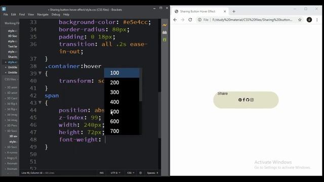 Sharing Button Hover Effect || FontAwesome Icons || HTML5 & CSS3 || Full Tutorial
